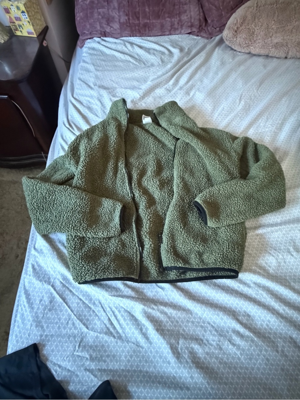 PINK Victoria's Secret  Olive Green Sherpa zip up